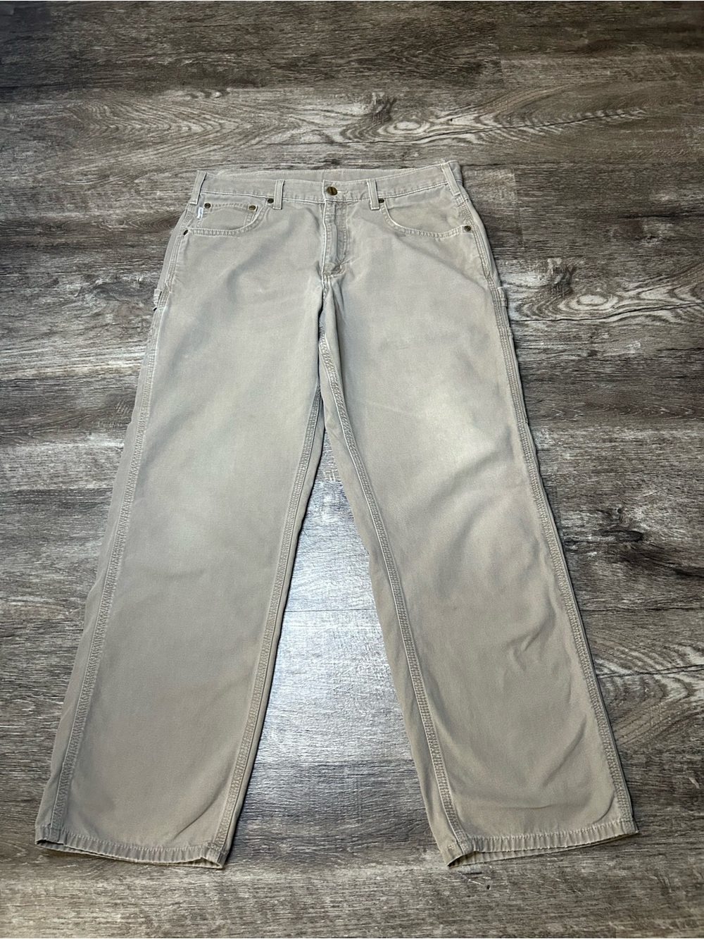 Carhartt B169 Men’s 34x30 Loose Fit Carpenter Work Pants Beige Tan Canvas Y2K